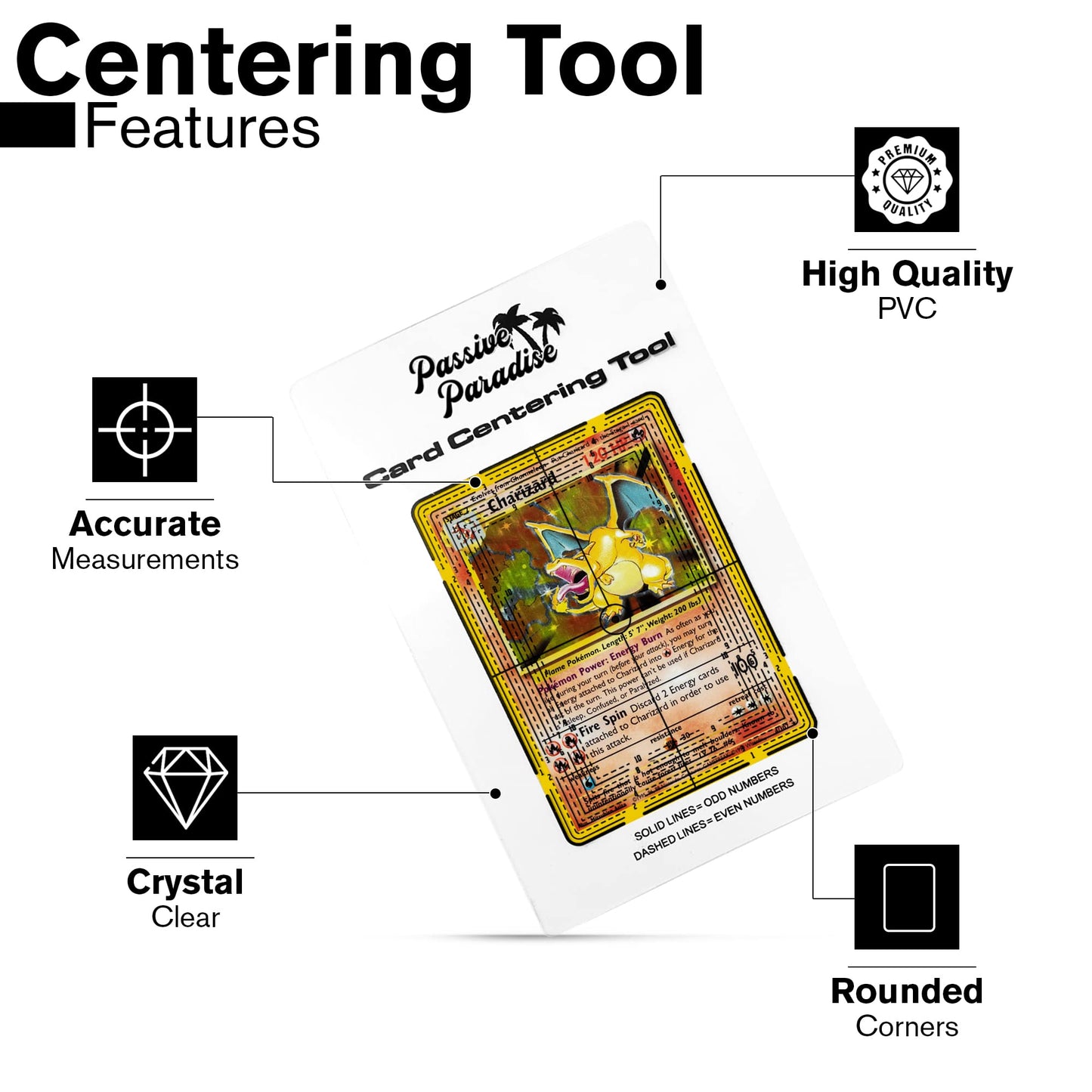 Passive Paradise Card Grading Centering Tool For Pokemon - Trading Card Submission Pre-Inspection Kit (Centering Tool For Pokemo