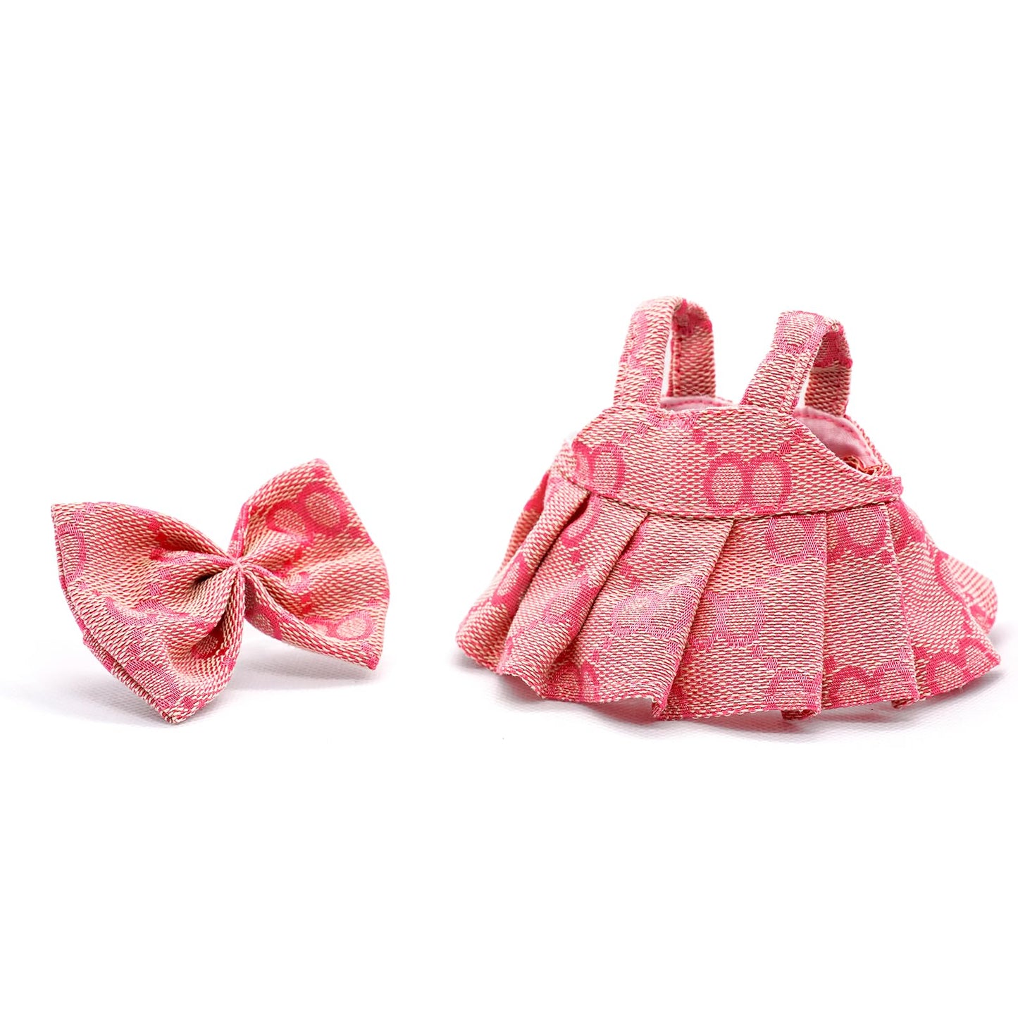 LYBHYQTII Doll Clothes for 17cm Dolls enhanced Dolls Accessories 2 Piece Set Including Chic Grid Spaghetti-Strap Dress and Bow High-End Fashion Outfit for Play & Display - Pink