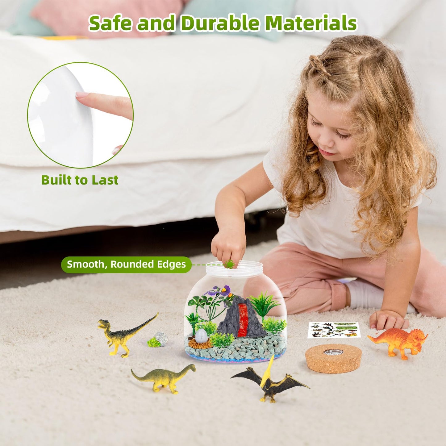 Light Up Terrarium Kit For Kids — Build A Prehistoric Dinosaur Habitat | Dinosaur Toys For Kids, Science Kits, Arts And Crafts For Kids, Boys Toys Ages 4+, Kids Gifts