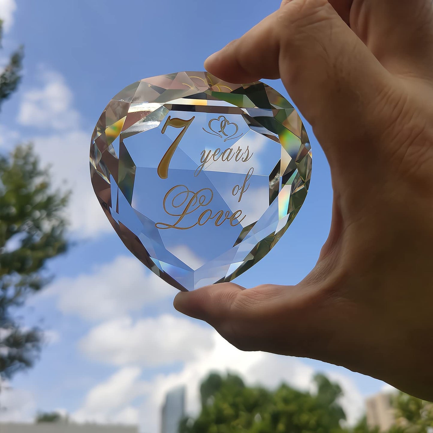 7 Year Anniversary Crystal Gifts For Husband Wife Boyfriend Or Girlfriend, Cute 7 Year Wedding Anniversary Valentines Day Romantic Gifts For Her Him Funny 7Th Anniversary Marriage Presents For Couple