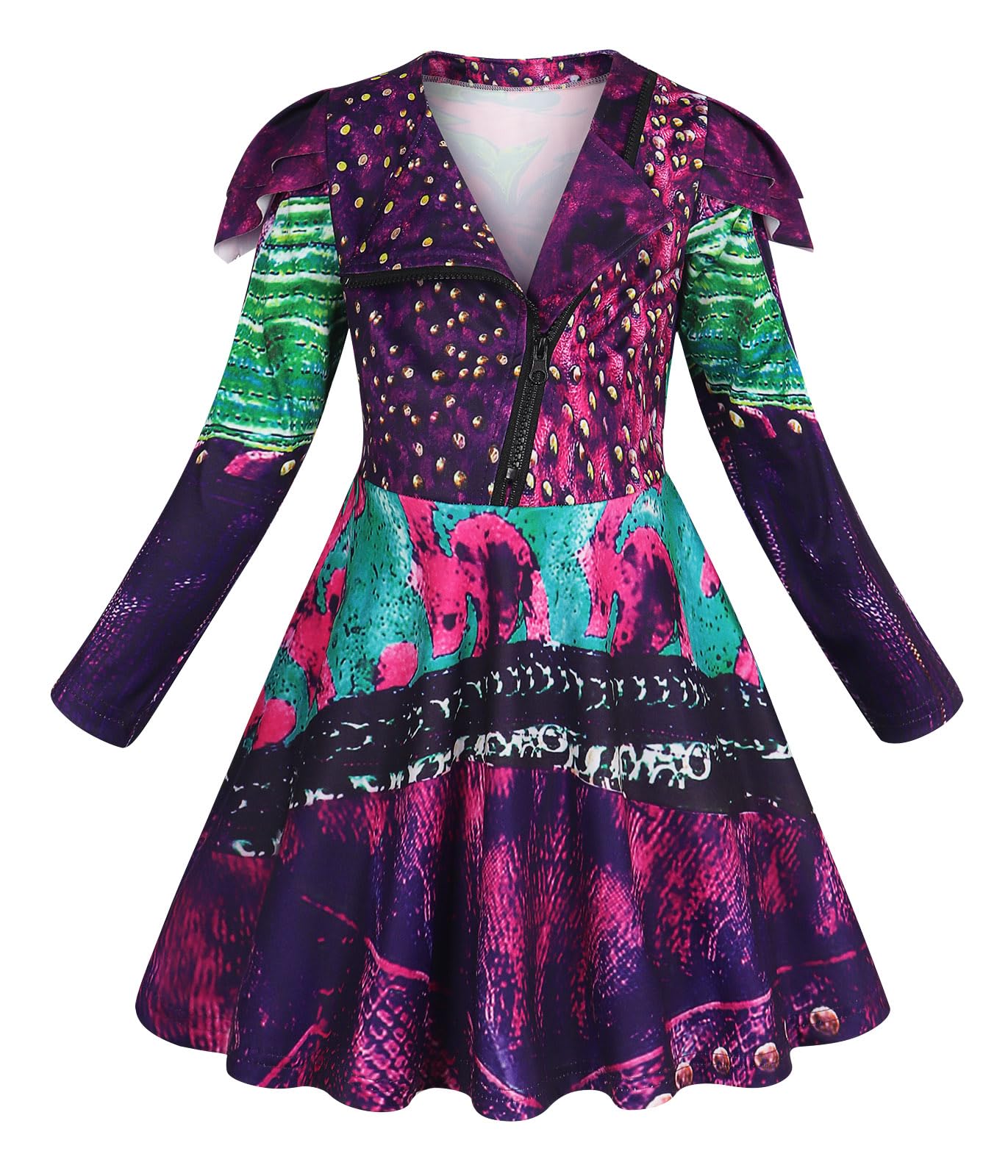 Wonderbabe Girls Halloween Dress Up Costume Kids Cosplay Long Sleeve Zipper Jacket Dress Size 5-6T
