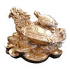 Feng Shui Dragon Turtle, Chinese Dragon Tortoise Sitting On Chinese Coins And Ingot For Wealth