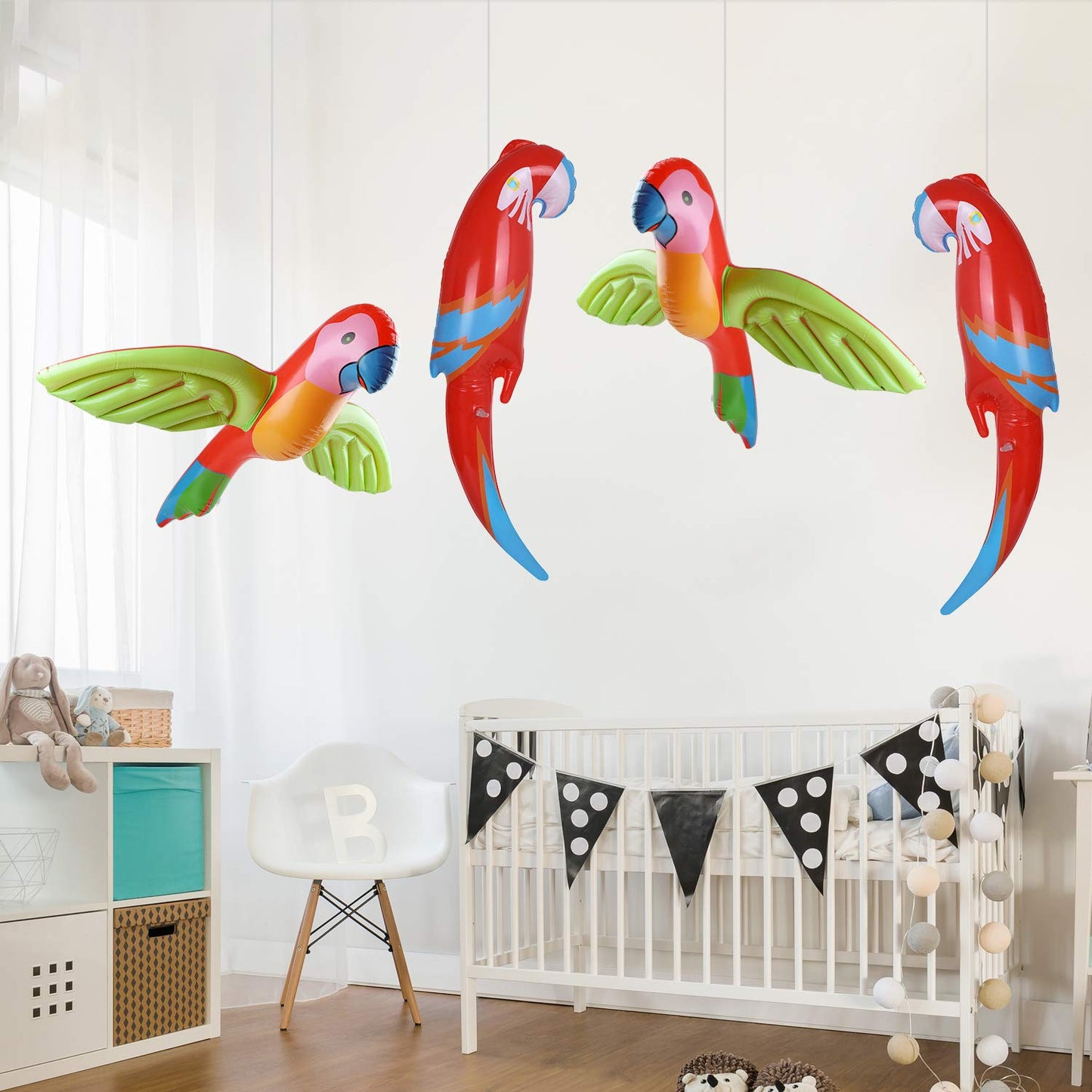Sayaya 6 Pieces Inflatable Flying Parrot Inflatable Parrot Decorations For Tropical Party Gift Luau Decoration