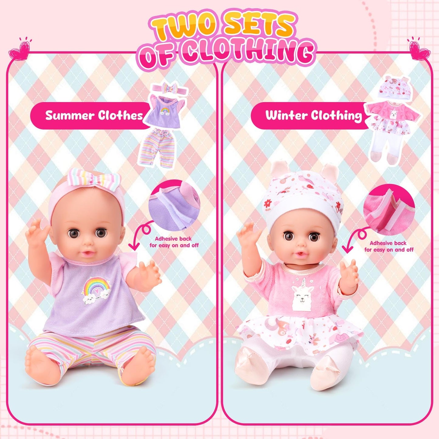 AuntyFey Baby Doll with Accessories Set, Baby Dolls Set for Toddler Girls 3-5 6-12, Baby Doll Playset, Baby Dolls for 5 Year Old