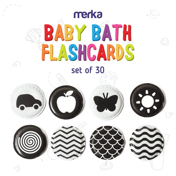 Merka High Contrast Baby Toys For Newborn Mold Free Bath Toys Black And White Cards For Babies Set Of 30 Floating Flashcards Sen