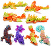 GHIAKQYT 8PCS 3D Printed Dragon Toys Articulated Dragon Fidget Toy Flexible Desk Pets 3D Printed Animals Toys Gift for Kids mature-themed Home Office Decor