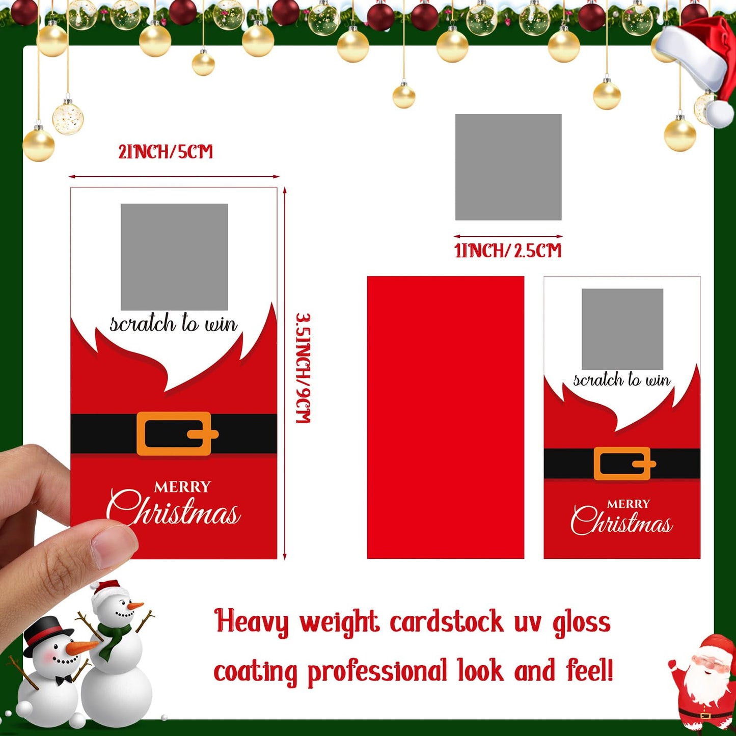 Outus 50 Pieces Christmas Scratch Off Cards Stickers Christmas Hawaii Party Games Vouchers Festive Raffle Tickets Holiday Business Prize Drawings For Kids Adults Families Events Groups (Santa)