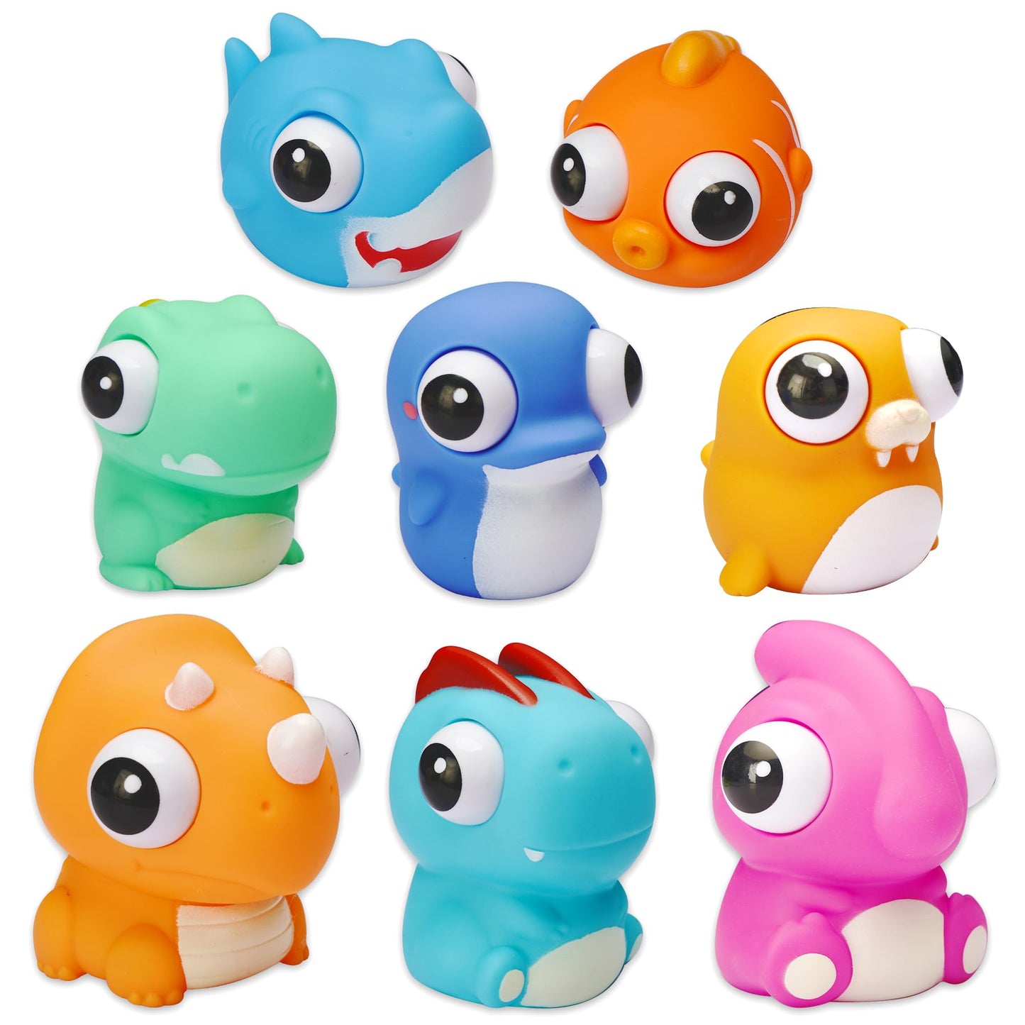 Sepco 8 Pcs Animal Squeeze Toys With Pop Out Eyes Eye Popping Stress Relief Toy Balls Fun Fidget Gagdets For Kids Birthday Party