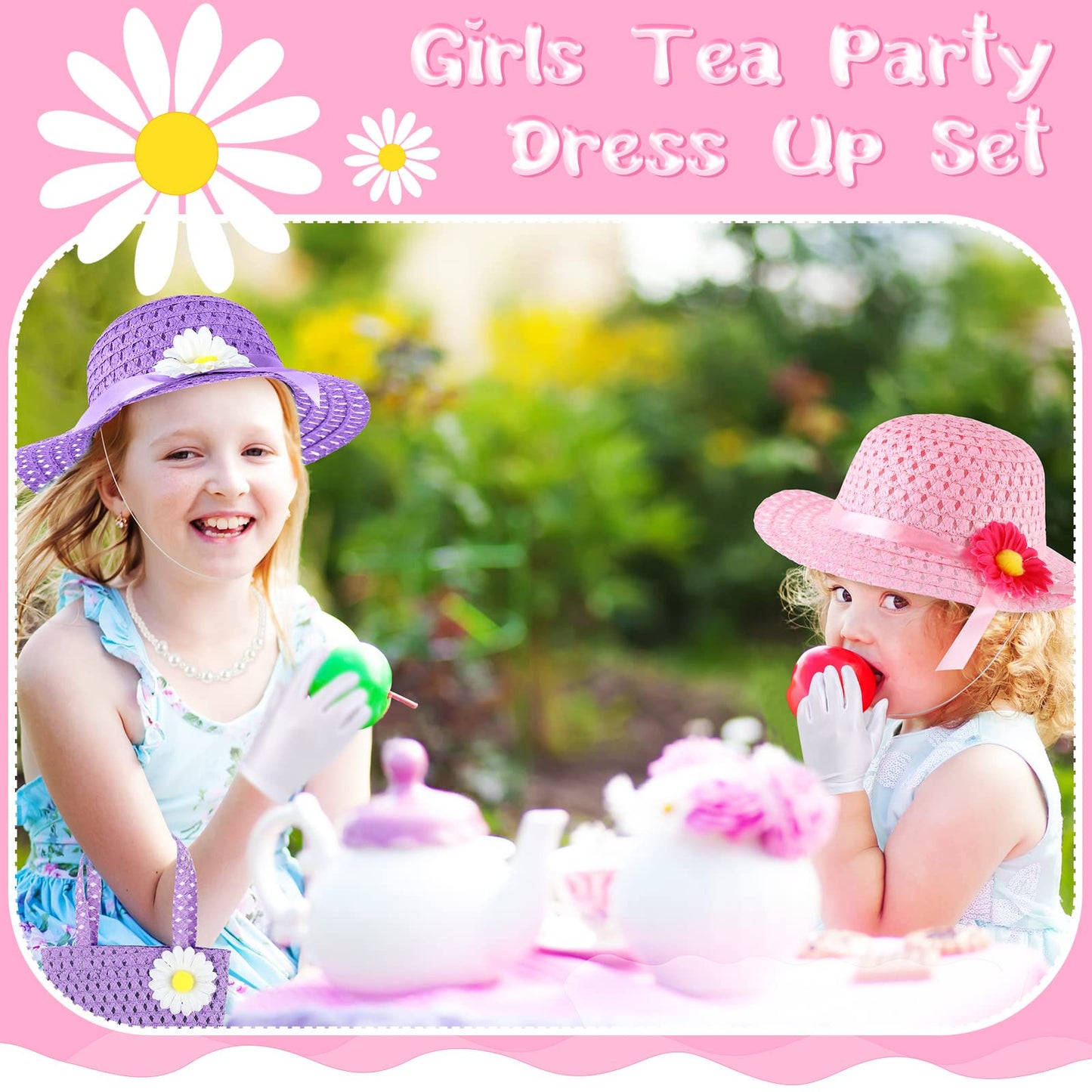 48 Pcs Girls Tea Party Dress Up Playset Includes Toddler Tea Party Gloves And Hat Feather Boa For Kids Dress Up Purses Handheld Fans For Girls Kids Birthdays Easter Party Supplies Accessories