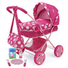 Peppa Pig Baby Classic Doll Pram Set, 7 Piece, Pink & White Dots, Fits Dolls Up to 18", Includes Canopy & Accessories, Model T838037