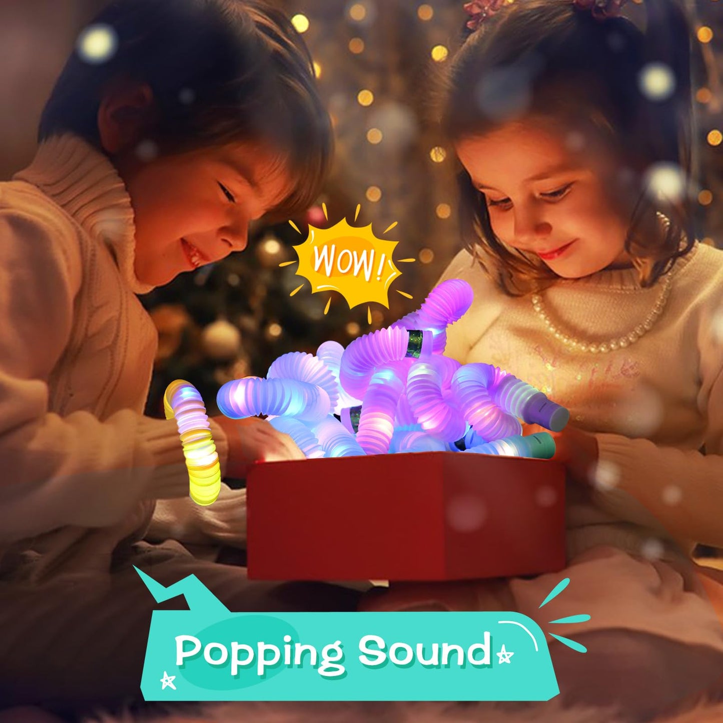 Glow Sticks Light Up Fidget Pop Tubes 6 Pack Glow In The Dark Party Supplies Toddler Sensory Toys, Glow Stick Party Pack Hallowe