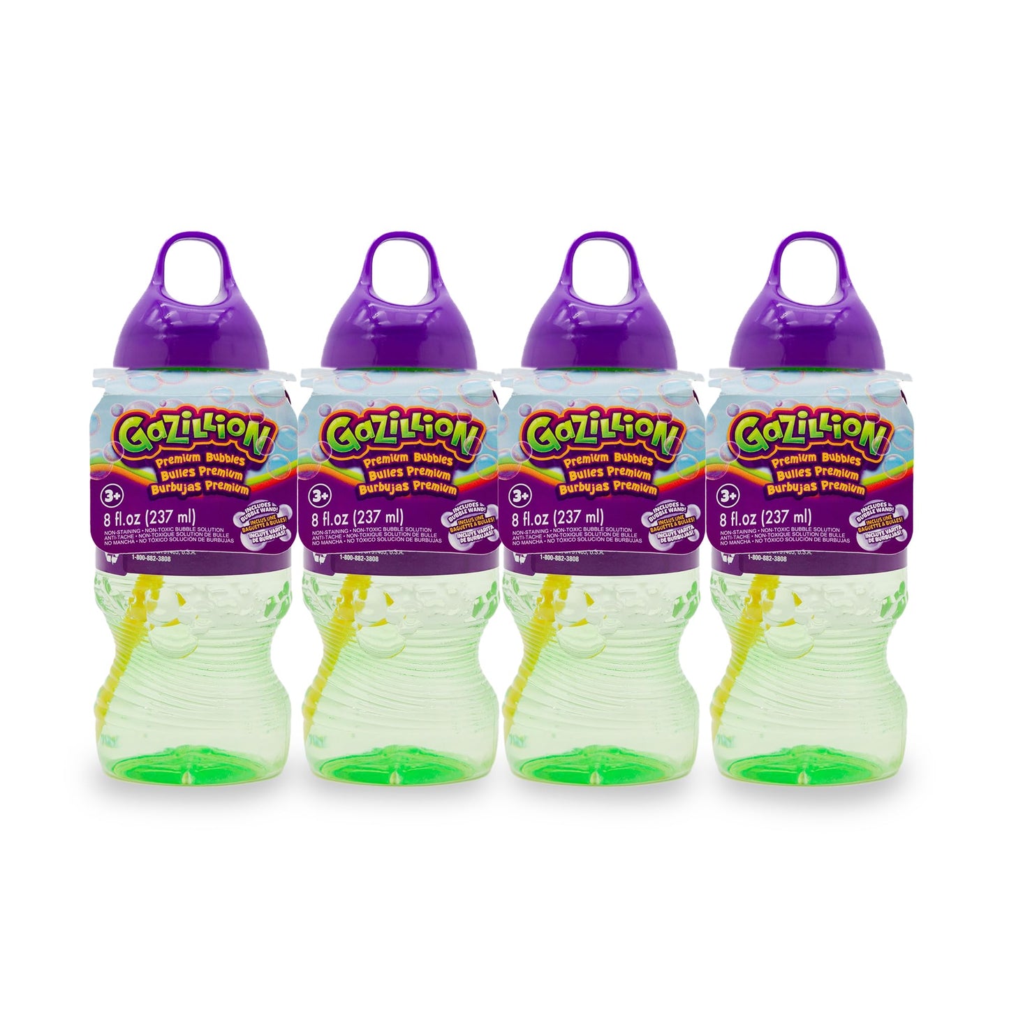 Gazillion 8 Ounce Bubble Solution 4 Pack - Great Bubbles For Kids, Great For Kids Parties, Non-Toxic & Safe