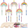 Fennoral 10 Rainbow Wind Chime Craft Kits for Kids Make Your Own Wind Chime Ornament DIY Coloring Wooden Art and Craft for Class