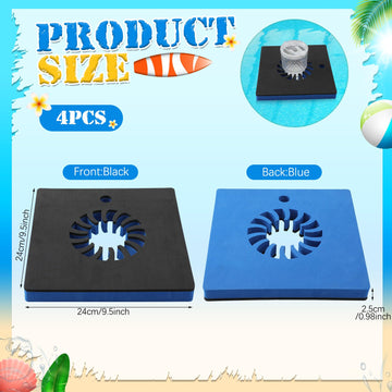 Newtay 4 Pcs Foam Floating Drink Holder For Pool 9.5 Inch Blue And Black Refreshment Table Tray Portable Tumbler Pool Bar Access