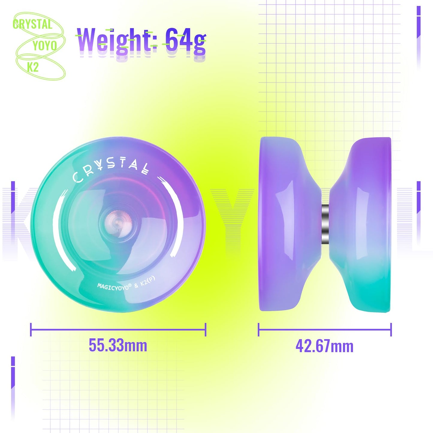 Magicyoyo K2 Crystal Yoyo For Kids 8-12, Responsive Yoyo For Beginner, Plastic Yoyo Professional Unresponsive Yo Yo For Adults W