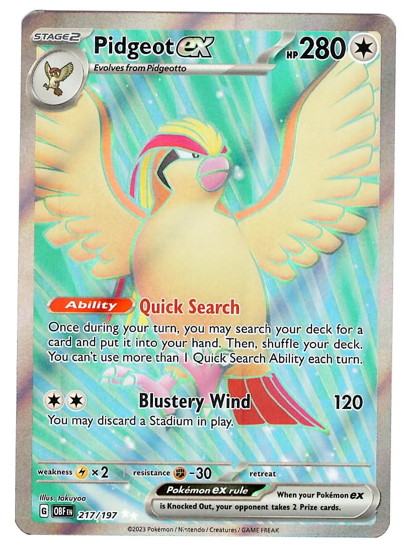 Pokemon - Pidgeot Ex 217/197 - Obsidian Flames - Ultra Rare - Full Art
