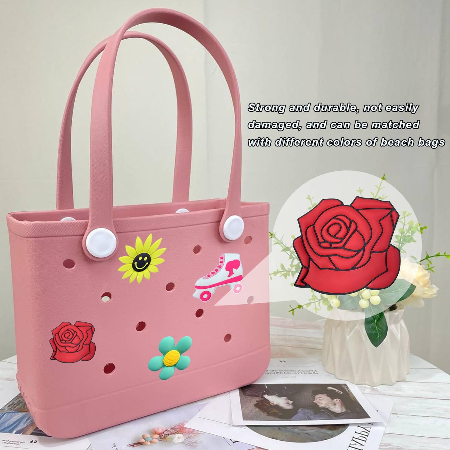 Lckaey Rubber Beach Bag Accessories-Pvc Rubber Decoration-For Eva Purse Bogg Inserts Y064Figure 36