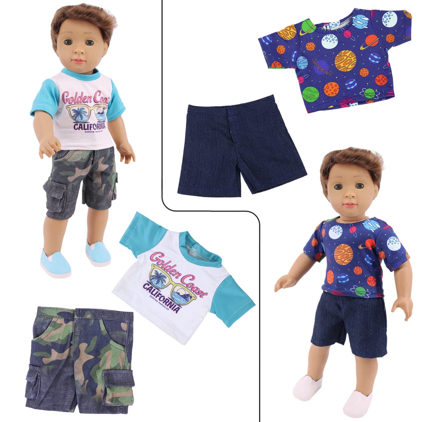 Ecore Fun 5 Sets Boy Doll Clothes And 3 Pairs Of Shoes Fit For 18 Inch Boy Dolls Clothes Outfit Birthday Reward Gift For Kids