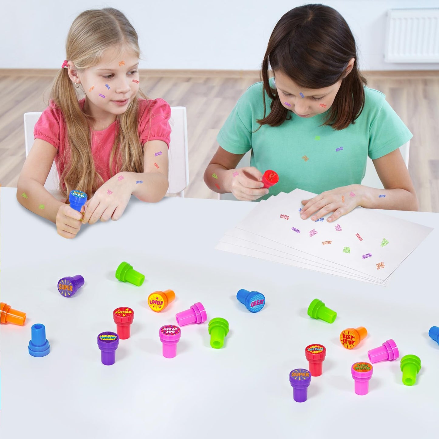 Cinrobiye 24 Pcs Assorted School Stampers for Kids, Positive Reward Sticker Stamps, Back to School Teacher Supplies for Pinata,