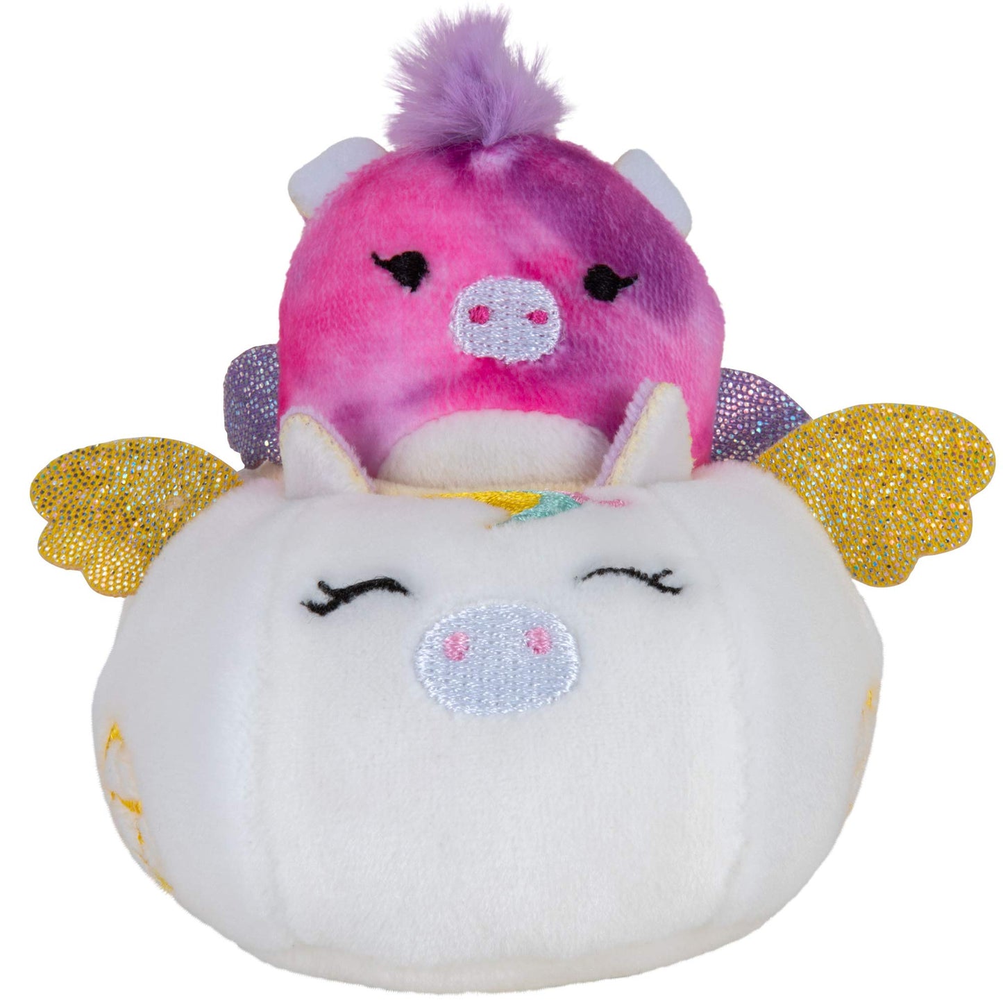 Squishville By Squishmallows Maribel In Plane & Willow In Carriage Two 2” Soft Mini-Squishmallow Butterfly And Tie-Dye Pegasus Plush, Plush Carriage And Plane Vehicles Irresistibly Soft Colorful Plush