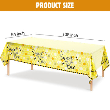 Tatuo Bee Plastic Tablecloths Sweet As Can Bee Decorative Table Cover Honey Baby Shower Party Tablecloth Set For Birthday Party Supplies Table Decoration, 54 X 108 Inches(1 Pack)