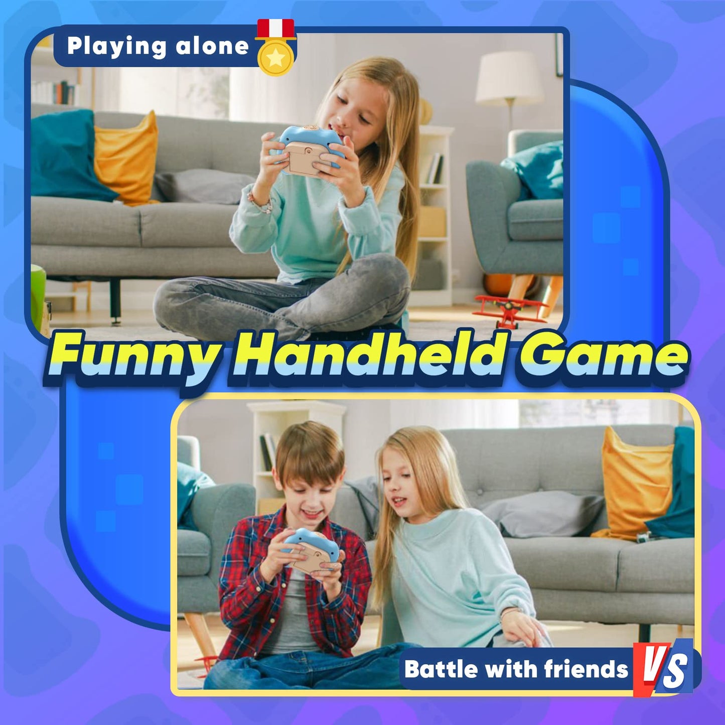 Byserten Handheld Game For Kids 6-12, Sensory Fidget Toys For Kids 8-12, Birthday Gifts For 6 7 8 9 Year Old Boys & Girls & Teens-Blue