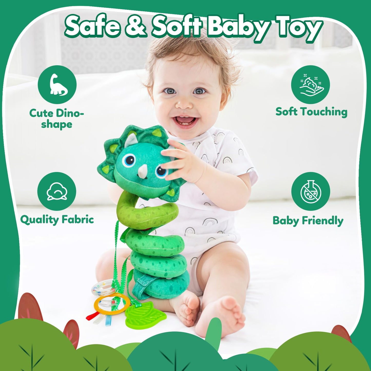 Baby Car Seat Toys Activity Stroller Toy For Boys Girls 0 3 6 9 10 12 Months, Spiral Hanging Plush Toys, Baby Shower Thank You G