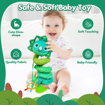 Baby Car Seat Toys Activity Stroller Toy For Boys Girls 0 3 6 9 10 12 Months, Spiral Hanging Plush Toys, Baby Shower Thank You G