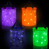 4 Pieces LED Light Up Halloween Buckets Candy Bags Light Up Halloween Trick or Treat Bags Party Favor Bags Multipurpose Reusable