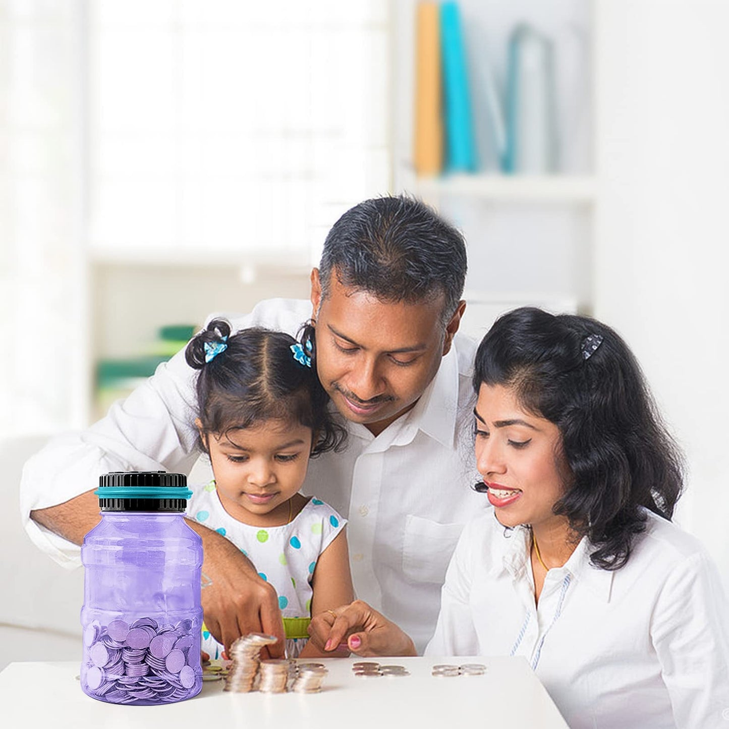 Large Piggy Bank For Adults Kids, Vcertcpl Digital Coin Counting Bank With 1.8L Capacity, Great Coin Bank Money Jar For Adults Kids With Saving Goals, Bank For All Us Coins (Purple B)