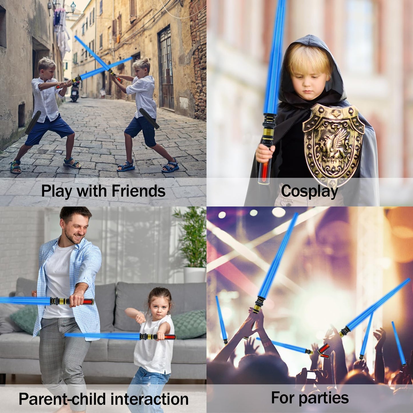 Light Up Saber for Kids, Blue Lightsaber with FX Sound, Expandable Light Swords Set for Galaxy War Fighter Warriors, Halloween D