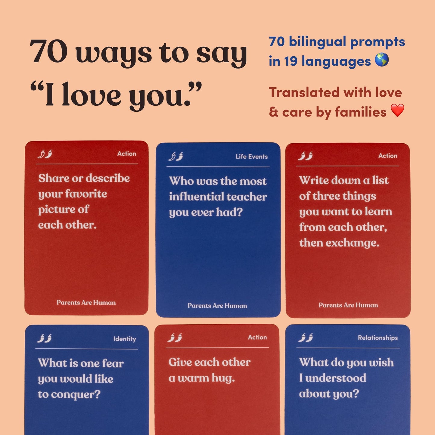 Parents Are Human Bilingual Conversation Cards, English + Russian