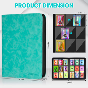 Old Canal Trading Card Binder 9 Pocket Card Album Folder Hold Up to 540 Cards enhanced and Durable Zipper Binder Cards Holder Album for MTG TCG Baseball Cards Football Cards (Tiffany Blue)