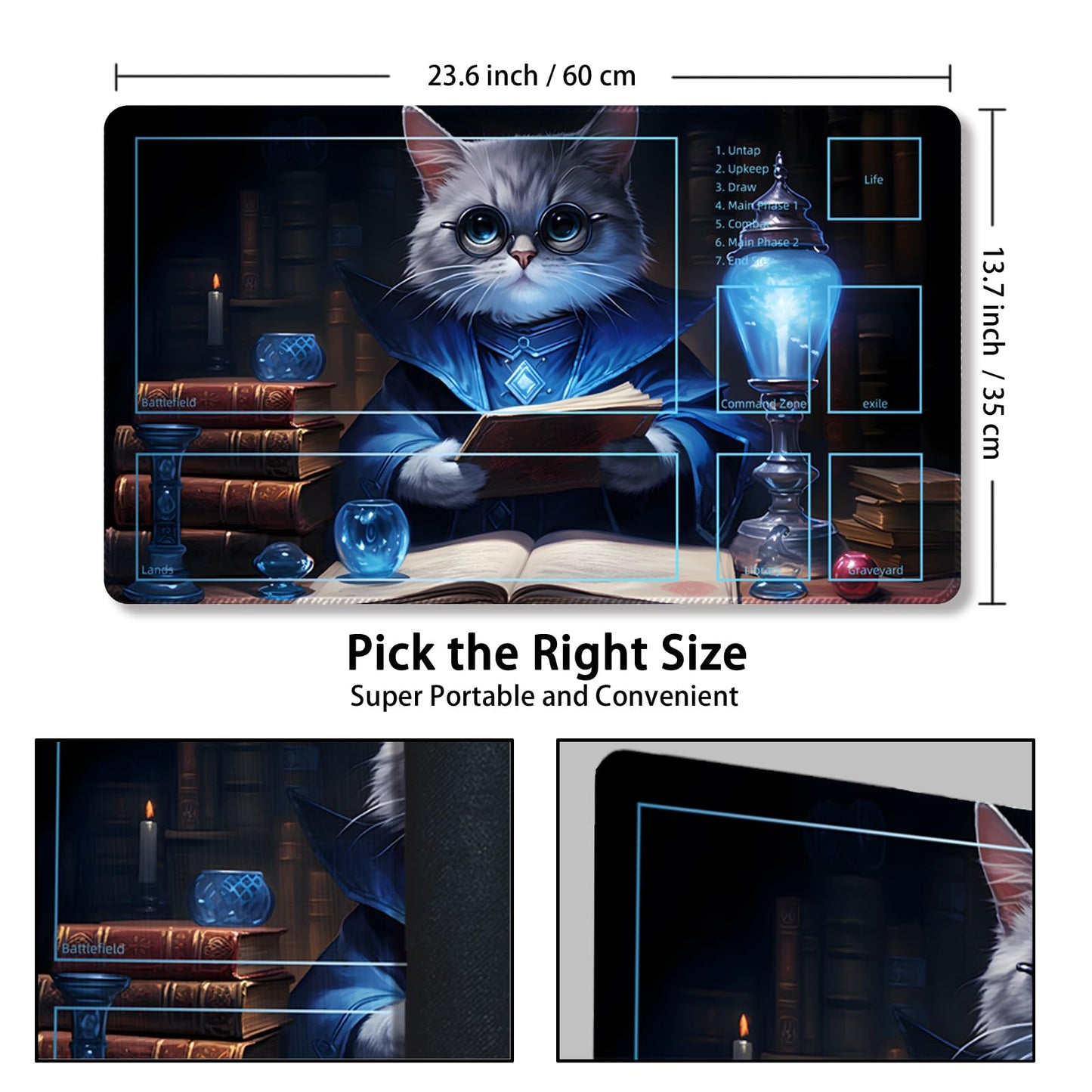 Malqiqi Playmat For Mtg, With Free Storage Bags,Game Mat 24 X 14 Inches, Tcg And Board Game Mat For Cards,Mousepad Desk Mats (Ca