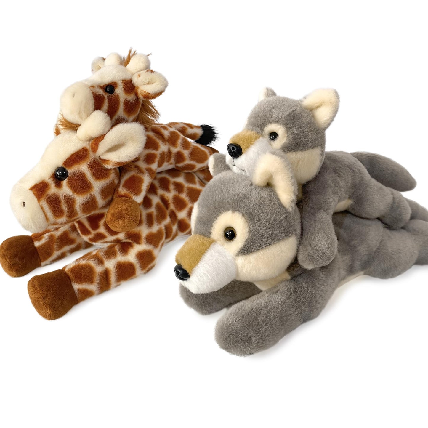 Hideekoog Stuffed Animal for Kids 8 inch Realistic Animal Plush Toy Lying Down Posture Animals Plush for Boys Girls mature-themed Birthday Hug Teaching(S-Wolf)