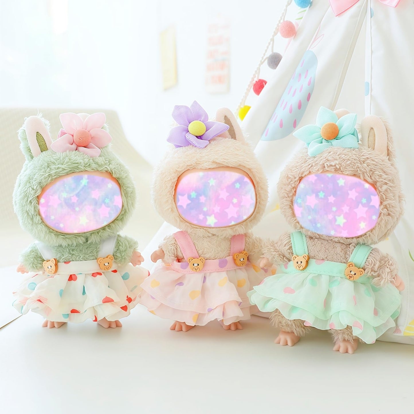 17Cm Doll Clothes Set (No Doll), 3 Pieces Dress Outfit Set For 6.7Inch Doll Suit, Fashion Chic Hat & Clothes Accessories For 1St