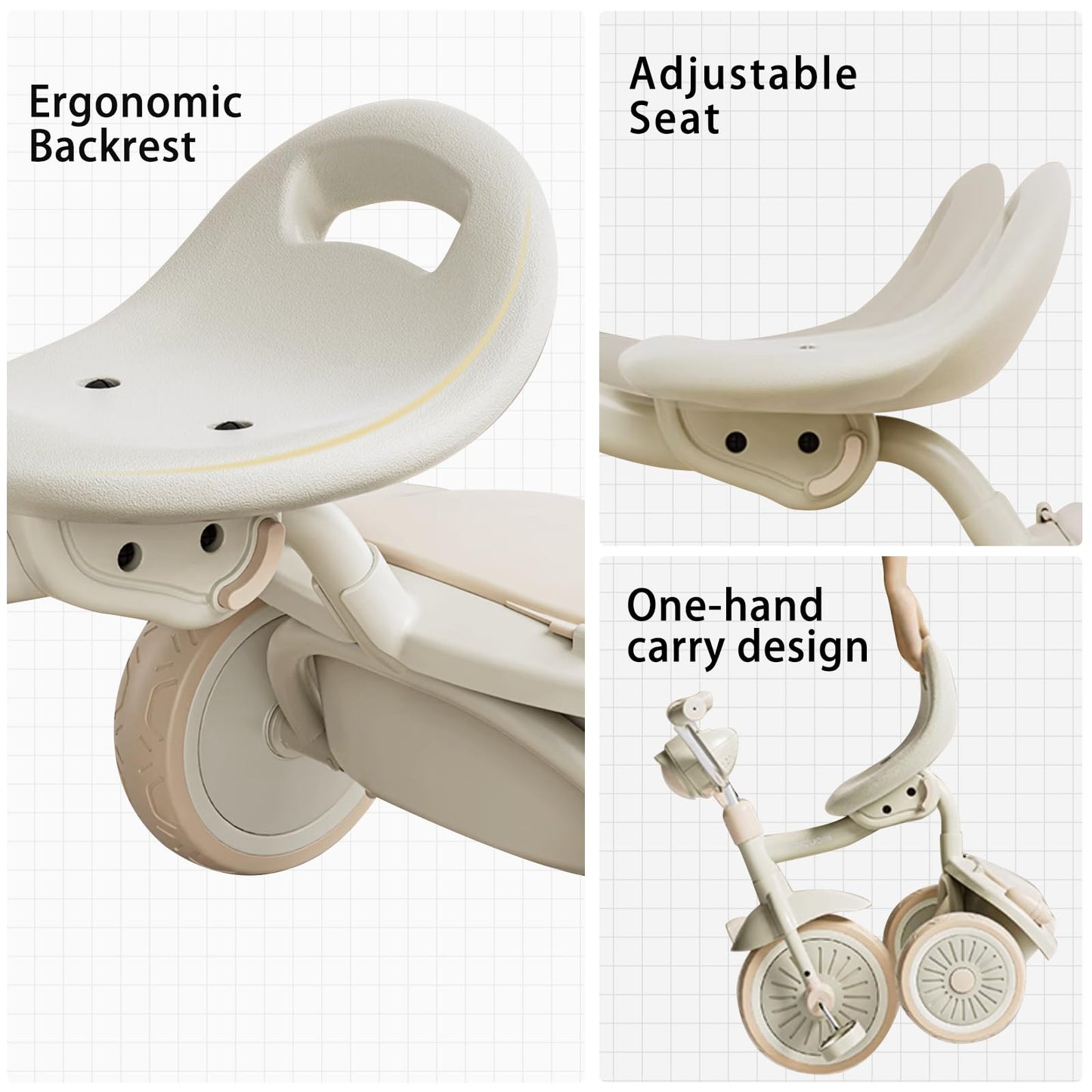 UBRAVOO Baby Tricycle, Foldable Toddler Trike with Pedals, Cool Lights, Durable Wheels and Comfortable Seat, Baby First Walker T