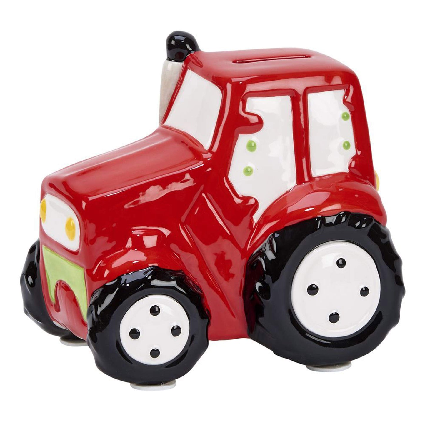 Creative Gifts International Red Harvesting Farm Tractor Piggy Bank, 6' X 6', Shiny Ceramic Finish, Gift Box Included