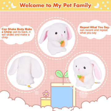 Marsjoy Easter Bunny Talking Robot - 6.3'' Interactive Plush Toy, Repeats Your Words, Dances, And Shakes For Kids, Boys, Girls,