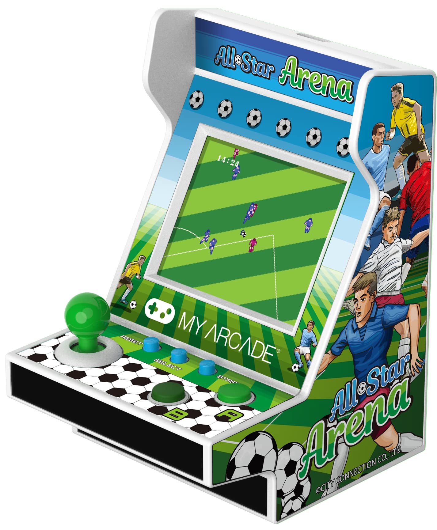 My Arcade All-Star Arena Pico Player- 3.75'' Fully Playable Portable Tiny Arcade Machine With 107 Retro Games, 2'' Screen Color