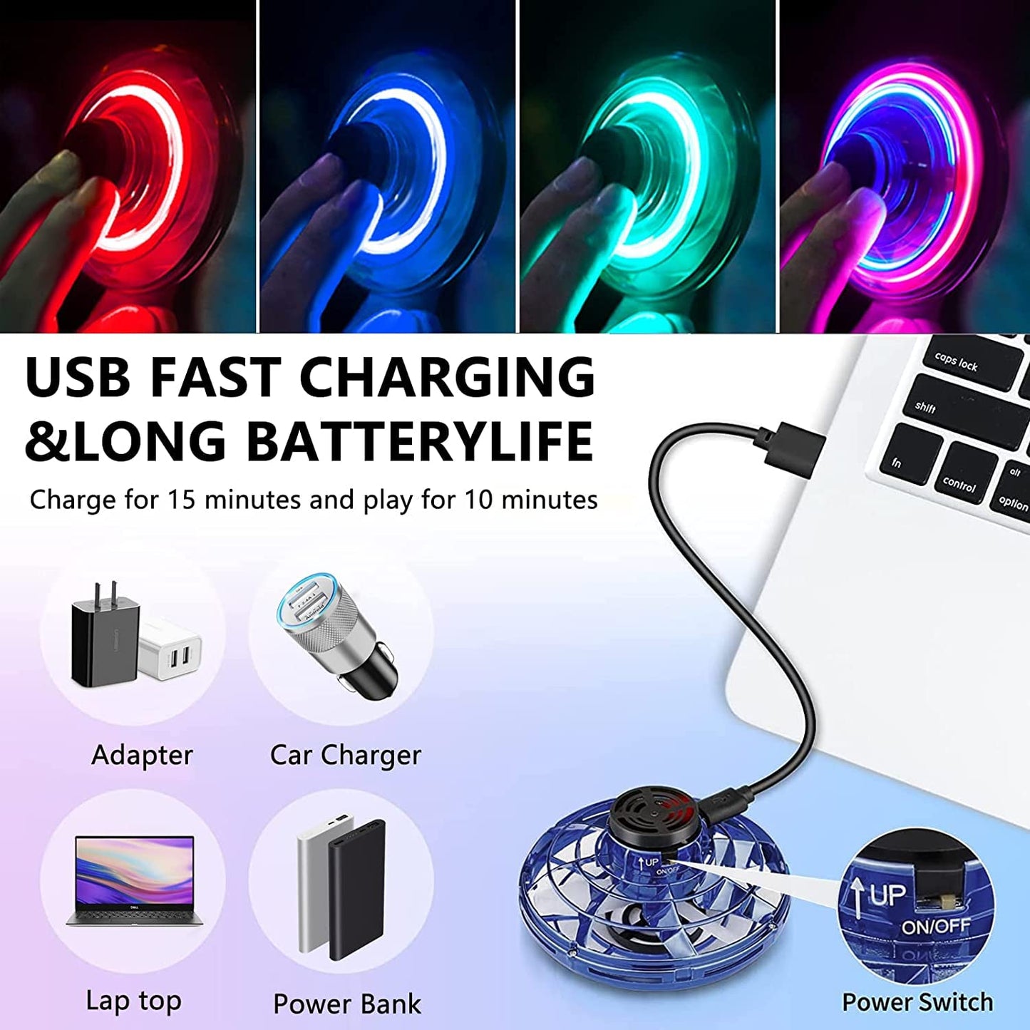 Flying Spinner Mini Ufo Drone, Ifly Spinner Fly Ufo Flying Fidget Spinner, Ifly Hand Controlled Boomerang Drone Cool Toys Gifts