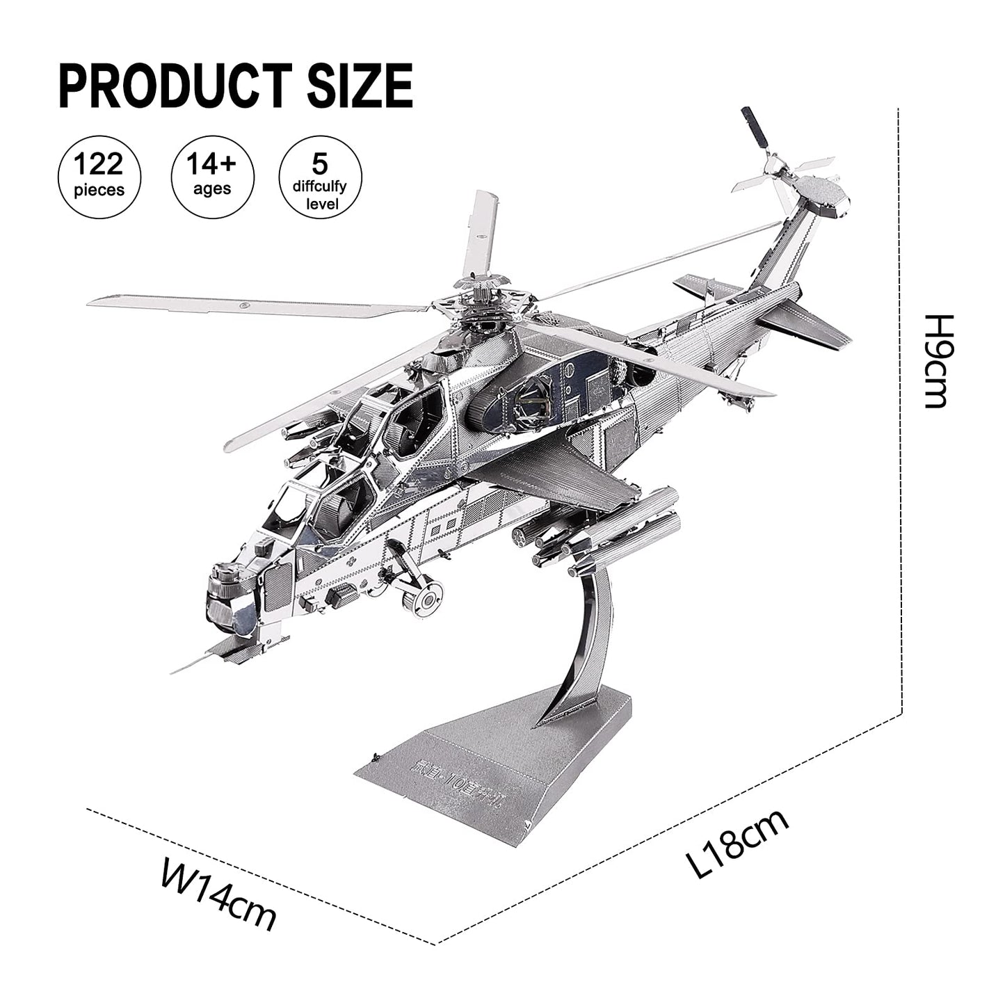Piececool 3D Metal Puzzle Military Model Kits, 10 Helicopter Airplane Models Kits To Build For Teens Men Hobbies Toys Diy Brain Teaser Puzzles, Great Birthday Gifts, 122 Pcs