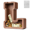 Summidate Wooden Letter Piggy Bank Extra Thick Large Capacity Piggy Bank for Kids Boys Girls Toddler Alphabet L Money Bank| Coin Box Birthday Christmas Festival