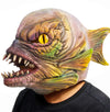 PartyHop Piranha Fish Mask Latex Full Head Scary Horror Animal Mask Fancy Dress for Halloween Carnival Costume Party