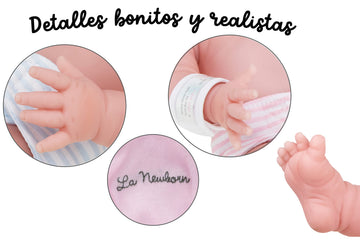 JC Toys 17" La Newborn Vinyl Sleeping Baby Doll - Realistic Pink Gift Set, Model 18300