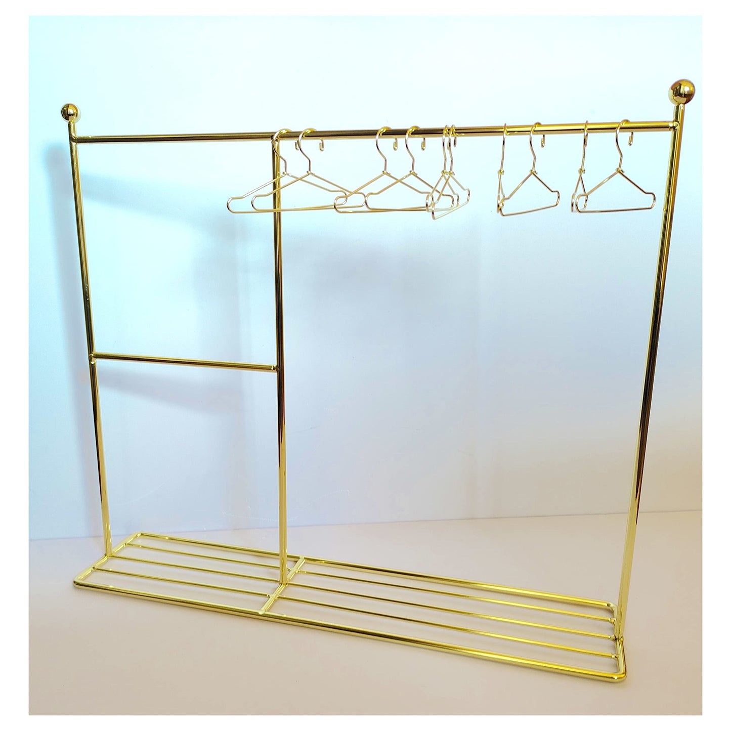 Eledoll 1:6 Dollhouse Furniture Clothes Hanger Clothing Rack Golden Metal Stand Wardrobe 1/6 With 20 Hangers For The 12'' Fashio
