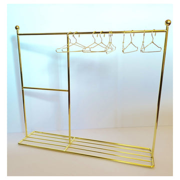 Eledoll 1:6 Dollhouse Furniture Clothes Hanger Clothing Rack Golden Metal Stand Wardrobe 1/6 With 20 Hangers For The 12'' Fashio