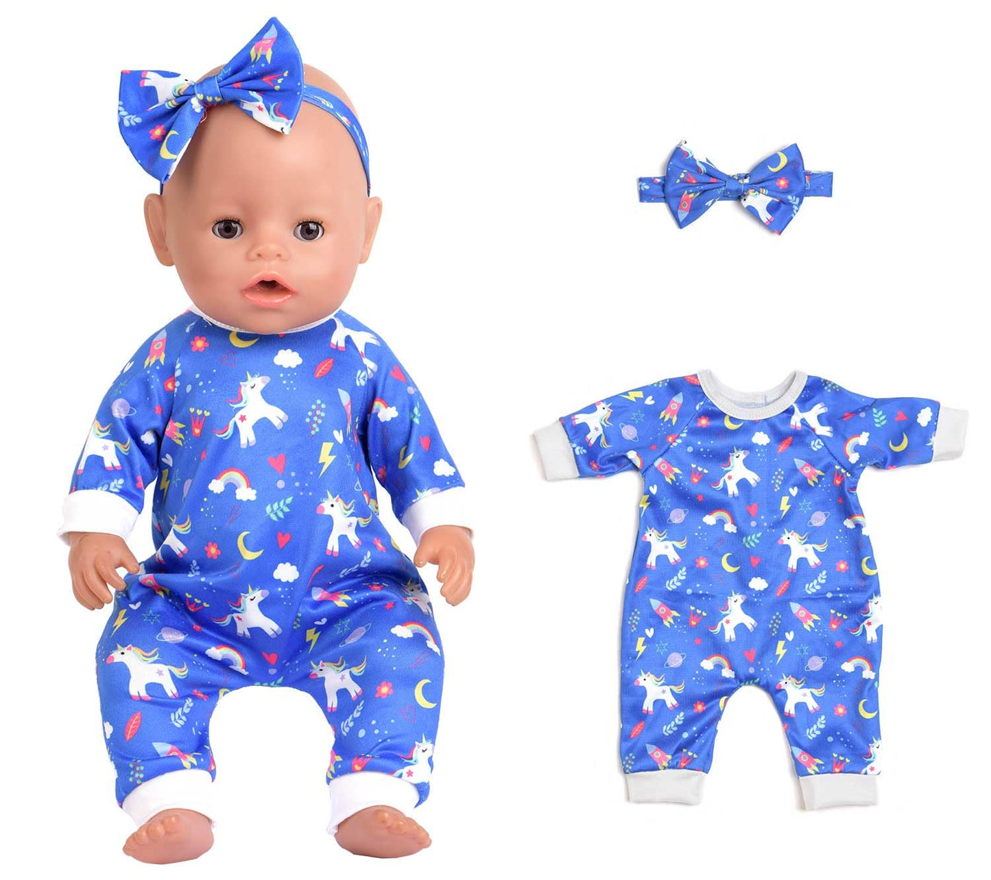 Sweet Dolly 5 Sets Baby Doll Accessories Baby Doll Clothes And Headbands Doll Pajamas For 15 Inch Doll To 18 Inch Doll, 10 Pcs In Total Doll Clothes And Accessories, White