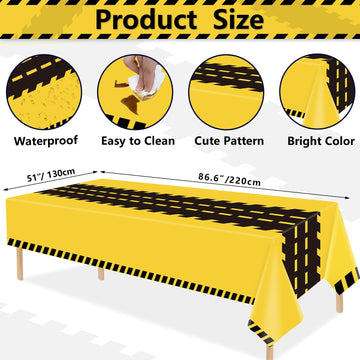Dvaorc 4 Pack Construction Party Tablecloths Rectangle Construction Table Covers Dump Truck Birthday Table Cloth For Kids Boys B