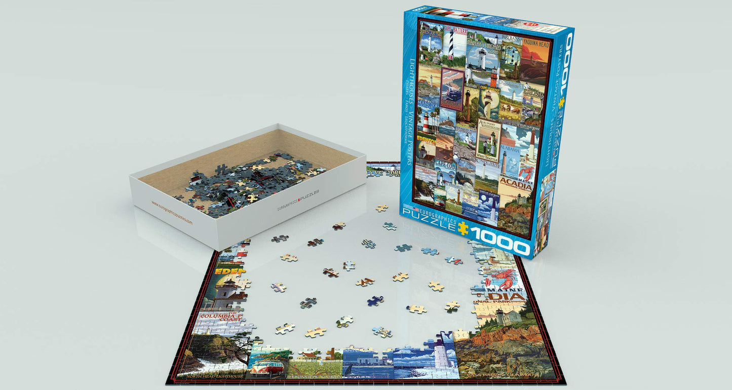Eurographics Lighthouses Vintage Ads Puzzle (1000 Piece), 6000-0779 , Blue